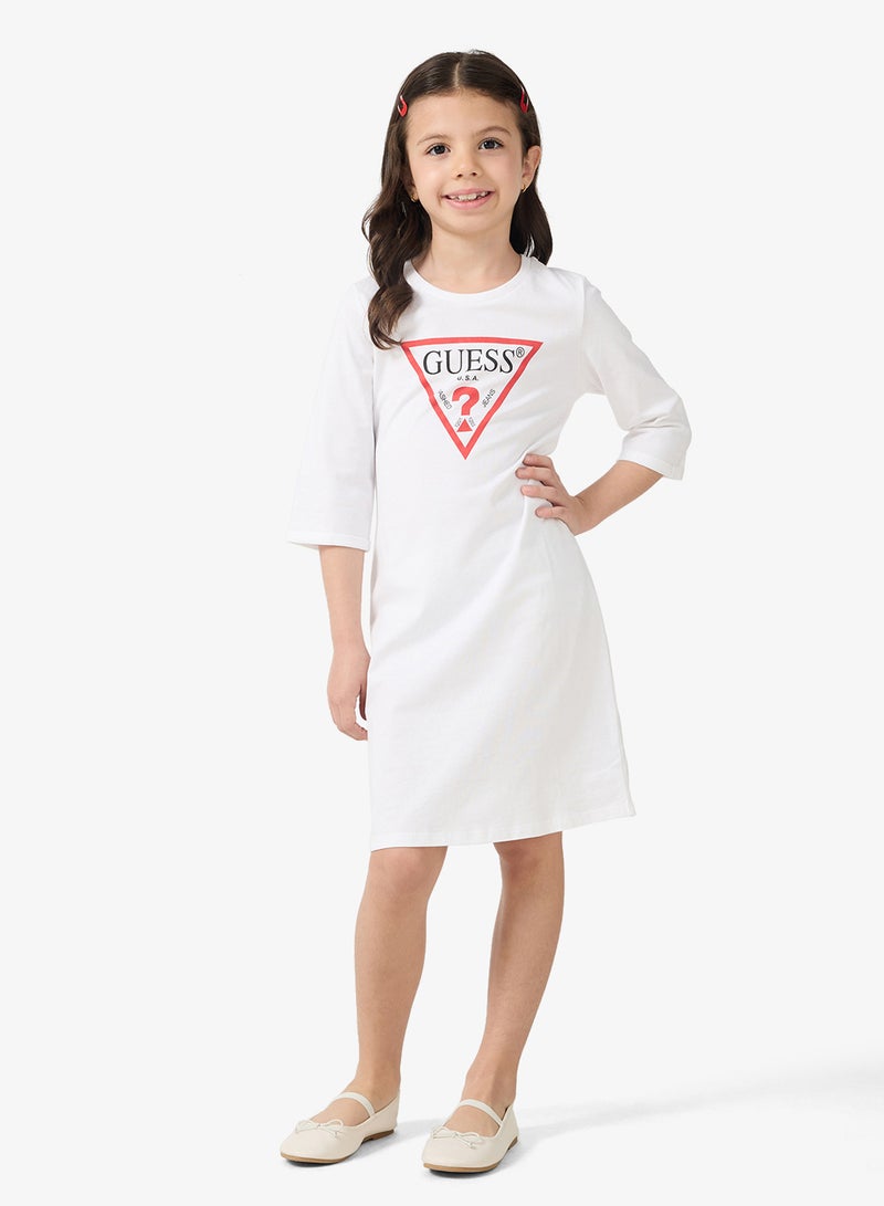 GUESS White Graphic T-Shirt Dress - Image 1